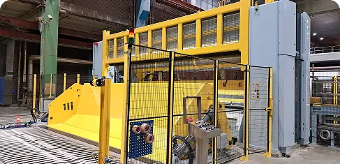 Yellow Raumaster winder and rewinder machine